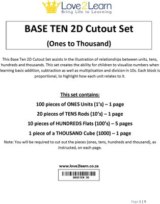 Base Ten 2D Cutout Set Image