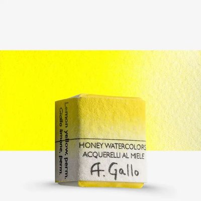 A.Gallo Handmade Watercolour Paint - Lemon Yellow Permanent (Half Pan) Image