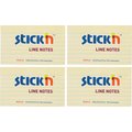 Stick'n Adhesive Sticky Notes with Lined Pastel Yellow 76mm x 127mm - Pack of 4: 