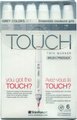 ShinHan Touch Twin Brush Grey Colours Marker Pen Set (6 x Assorted Grey Colours): 