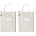 A4 Double Layer Canvas Waterproof Tote Bag with Handles - (2 Pieces)(White): 