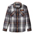 Men's Stacked Bar & Shield Long Sleeve Plaid Shirt (S): 
