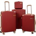 Roller Luggage Trolley Bag Textured Pattern - Red (4 Piece) (Hard Plastic) - Only Available to deliver to Major Cities: 