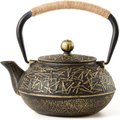 Chenshia Oriental Handmade Cast Iron Teapot with Infuser - Black Gold 900ml: 