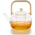 Chenshia 1L Borosilicate Glass Teapot with Bamboo Handle and Glass Infuser: 