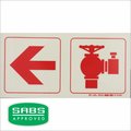 Parrot Photoluminescent 190mm Safety Sign - F18 - Arrow Left + Fire Hydrant: 