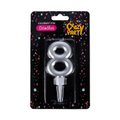 Birthday Candle Celebration Candles Large 5 Pack (Number 8) (Silver): 