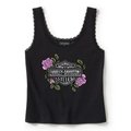 Rose & Thorn Bling Lace Trim Tank - L: 