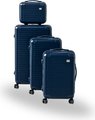 Roller Luggage Trolley Bag Textured Pattern (Lines)  -  Dark Blue (4 Piece) (Hard Plastic) - Only Available to deliver to Major...