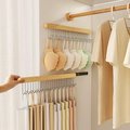 Retractable Closet Pull Out Rack Wooden Clothes Hanger With 12Hook: 
