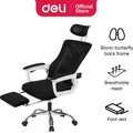 Deli Multifunction Ergonomic Office Chair with Foot Rest - Black: 