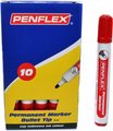 Penflex PM15 Permanent Markers - Red (10 Pack)(2mm Bullet Tip): 