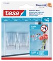 Tesa Transparent Surface Adhesive Hooks (Large)(2 Hooks/ 3 Strips)(1kg Limit): 