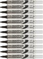 Pentel Maxiflo Whiteboard Marker - Black (12 Pack) - 4.0mm, Bullet Tip: 