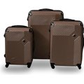 Roller Luggage Trolley Bag Diamond Pattern - Brown (3 Piece) (Hard Plastic) - Only Available to deliver to Major Cities: 