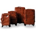 Roller Luggage Trolley Bag - Light Brown (4 Piece) (Zip) (PU Leather) - Only Available to deliver to Major Cities: 