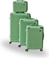 Roller Luggage Trolley Bag Textured Pattern (Lines)  -  Green (4 Piece) (Hard Plastic) - Only Available to deliver to Major...