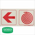 Parrot Photoluminescent 190mm Safety Sign - F17 - Arrow Left + Fire Hose Reel: 
