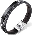 Killer Deals PU Vegan Leather & Stainless - Steel Style Bracelet - Black: 