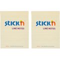 Stick'n Adhesive Sticky Notes Lined Pastel Yellow 203mm x 150mm - Pack of 2: 
