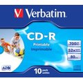 Verbatim AZO Printable 52x CD-R 10 Pack in Jewel Cases: 