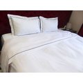 Rey's Fine Linen 300TC 100% Cotton King Oxford Sateen Duvet Cover Set White/Black: 