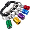 5pc Quick Release Bit Holder Set On Carabiner Clip: 