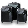 Roller Luggage Trolley Bag Diamond Pattern - Black (3 Piece) (Hard Plastic) - Only Available to deliver to Major Cities: 