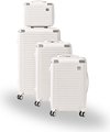 Roller Luggage Trolley Bag Textured Pattern (Lines)  -  White (4 Piece) (Hard Plastic) - Only Available to deliver to Major...