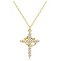 Stainless Steel Cross Rotated Crown Necklace for Women - Gold: 