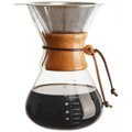Chenshia 1L Pour Over Glass Coffee Maker-Stainless Steel Filter & wood Grip: 