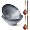 Chenshia 2-Pack Ceramic Ramen Bowls with Chopsticks - Microwave Safe - Blue: 