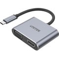 Unitek USB-C to HDMI & VGA Adapter (10cm) (Space Grey): 