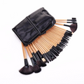 GLAM Beauty Make Up Bag with 32 Bamboo Brushes (Black): 