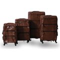 Roller Luggage Trolley Bag - Dark Brown (4 Piece) (Zip) (PU Leather) - Only Available to deliver to Major Cities: 