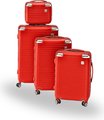Roller Luggage Trolley Bag Textured Pattern (Lines)  -  Red (4 Piece) (Hard Plastic) - Only Available to deliver to Major...