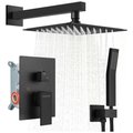 Bundle Square Shower Heads-Square Arm, Valve Body & Square Mixer (25cm)(Black): 