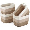 Chenshia 4Pc 19L Cotton Woven Storage Basket Cosmetic&Towel Organiser Bins - GradientDarkBrown: 