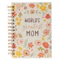 World's Greatest Mom Peach Floral Large Journal (Hardcover): 