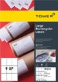 Tower W235 A4 Inkjet/Laser Rect. Labels (90x67mm)(100 Sheets) - 9-Up: 