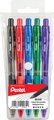 Pentel Ballpoint Pen (Wallet of 5) - 1.0mm, Retractable, Soft Grip: 