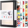 A5 PU Leather Cover Weekly/Monthly Planner Book with stickers - (Black): 