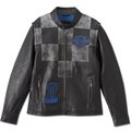 Men's Blue Steel Convertible Leather Jacket - L: 