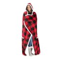 Iconix Unisex Oversized Fluffy Fleece Hooded Blanket (Red & Black): 