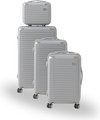 Roller Luggage Trolley Bag Textured Pattern (Lines)  -  Grey (4 Piece) (Hard Plastic) - Only Available to deliver to Major...