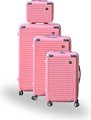 Roller Luggage Trolley Bag Textured Pattern (Lines)  -  Pink (4 Piece) (Hard Plastic) - Only Available to deliver to Major...