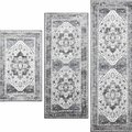 Chenshia 3 Piece Non-Slip Kitchen Rug Washable Comfort Hallway Floor Mats - Winter Marble: 
