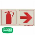 Parrot Photoluminescent 190mm Safety Sign - F19 - Fire Extinguisher + Arrow Right: 