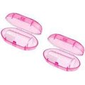 Baby Silicone Finger Toothbrush With Protective Cover - Pink X2: 