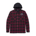 Men's Bar & Shield Removable Hood Plaid Shirt Jacket - 3XL: 